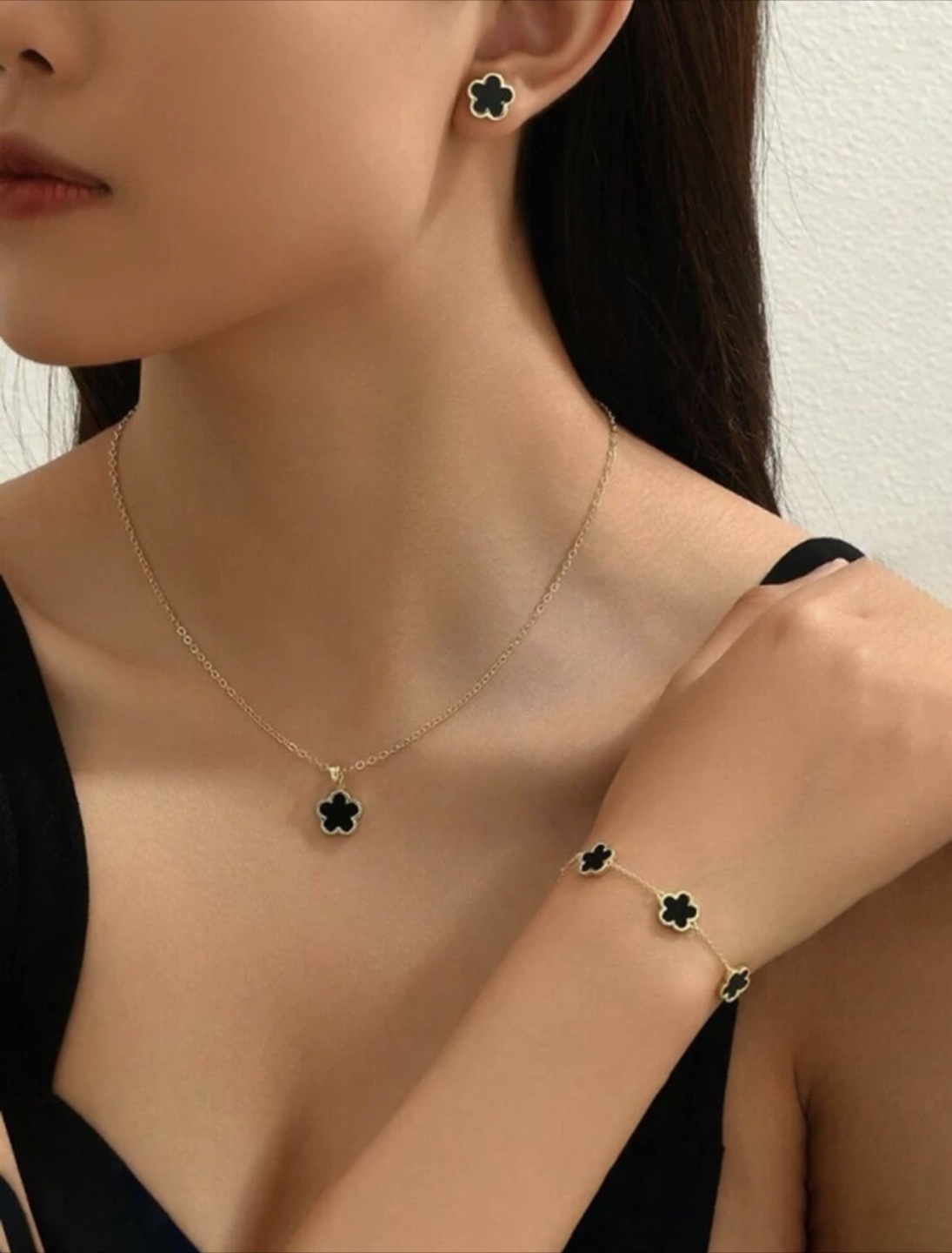 Clover Necklace, Bracelet, & Earring Set