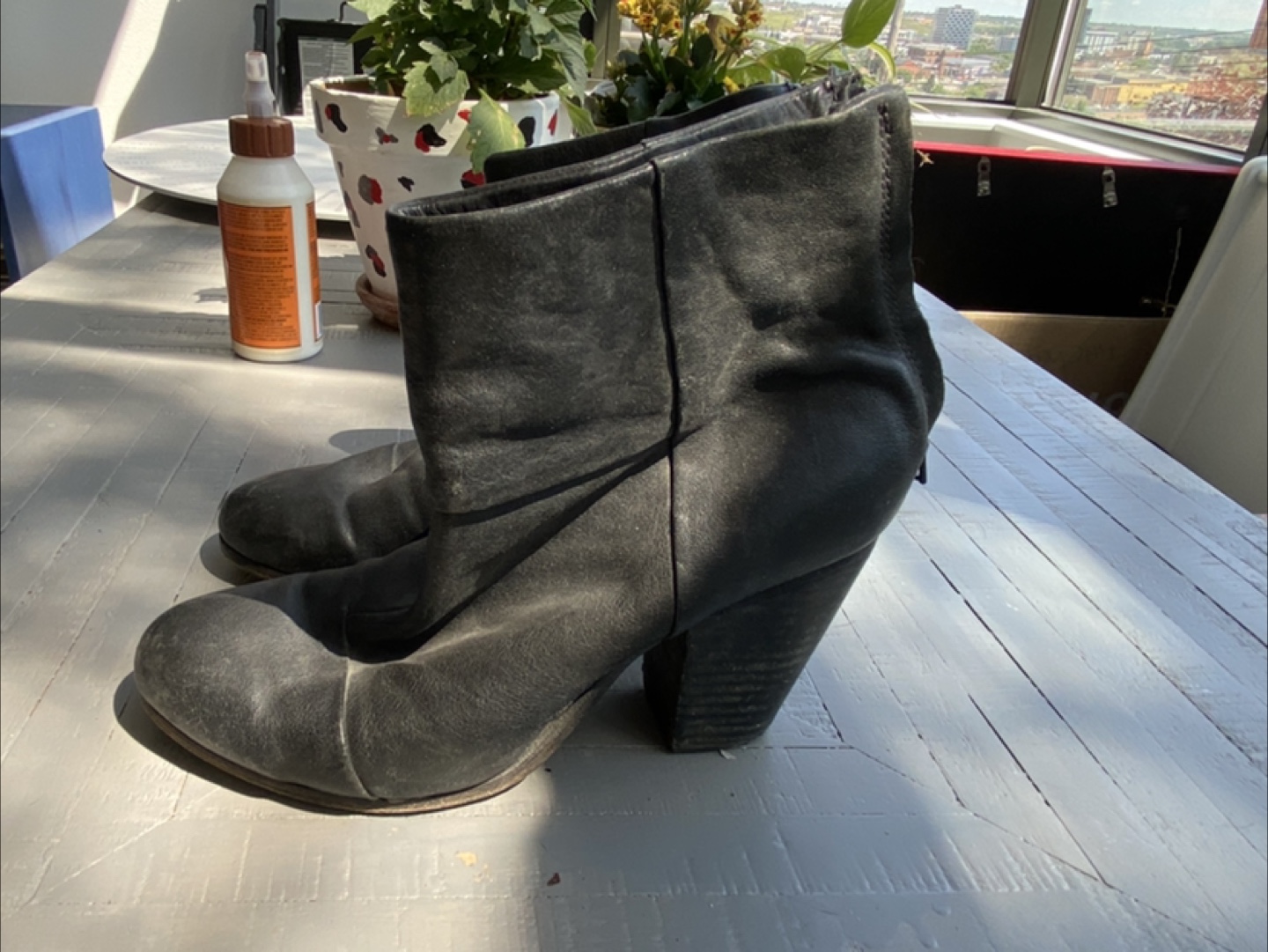 Black Rag and Bone Leather Heel Ankle Boots - photo 2
