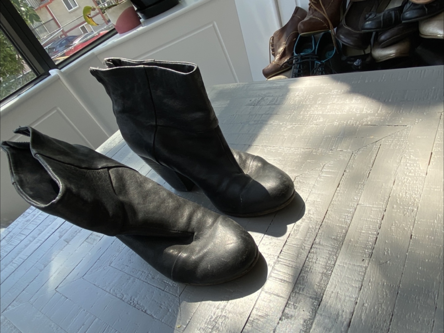 Black Rag and Bone Leather Heel Ankle Boots