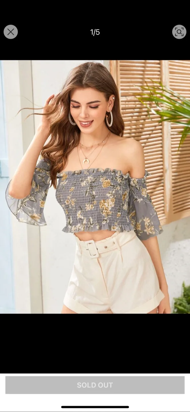 Floral Smocked Off-Shoulder Top thumbnail