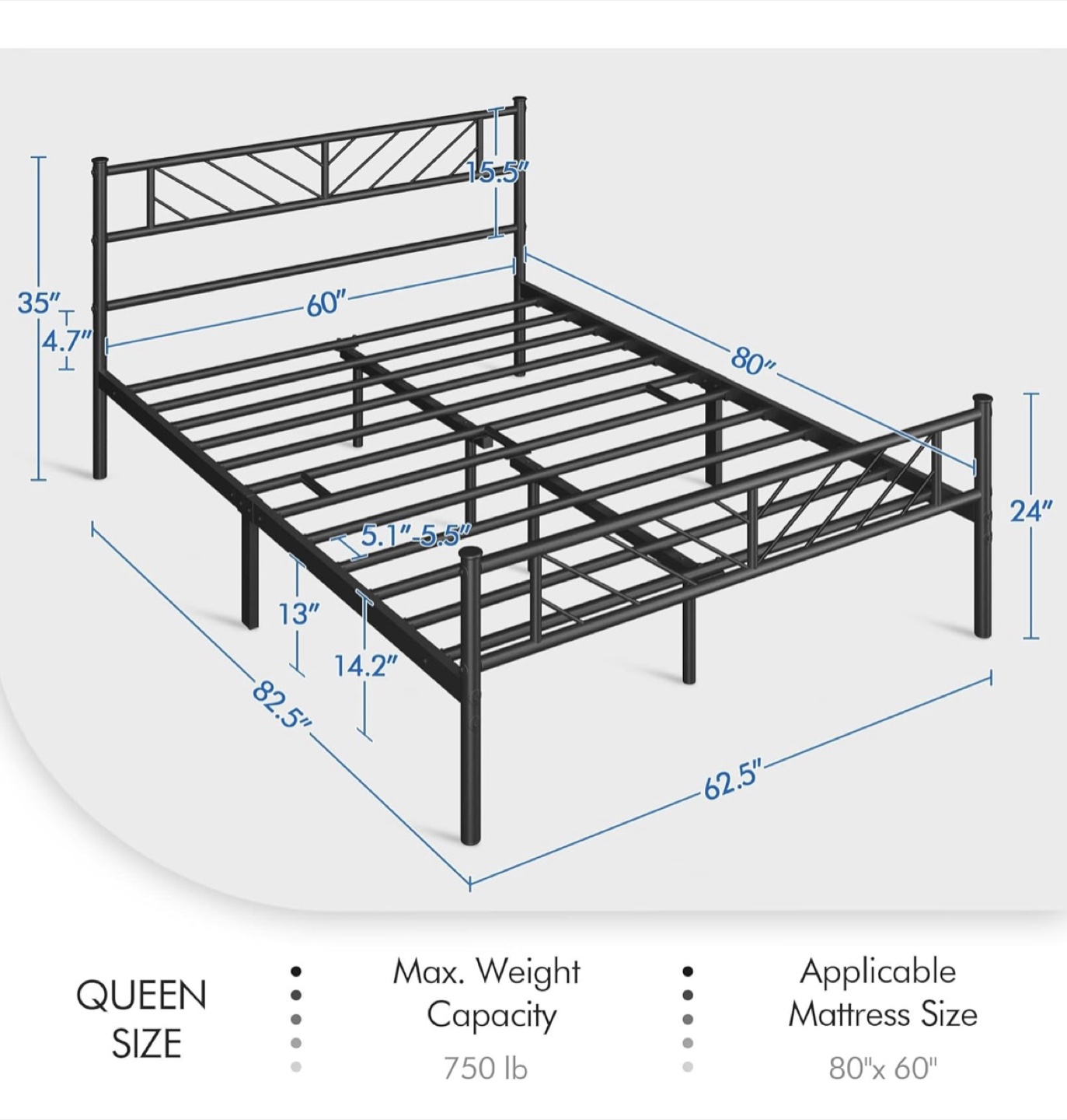 Queen Size Platform Bed Frame - photo 4