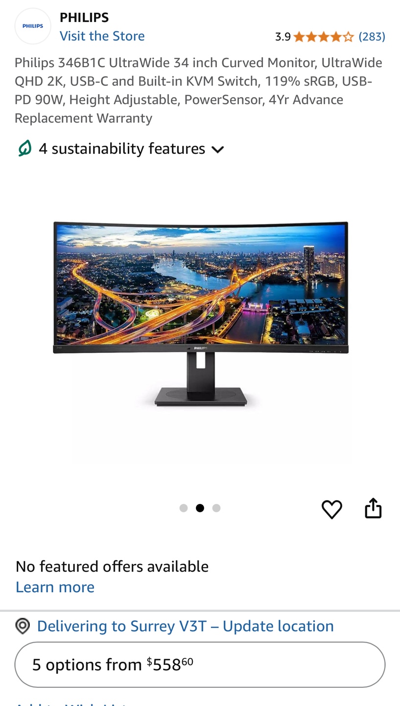 Philips 346B1C UltraWide 34 inch Curved Monitor - photo 3