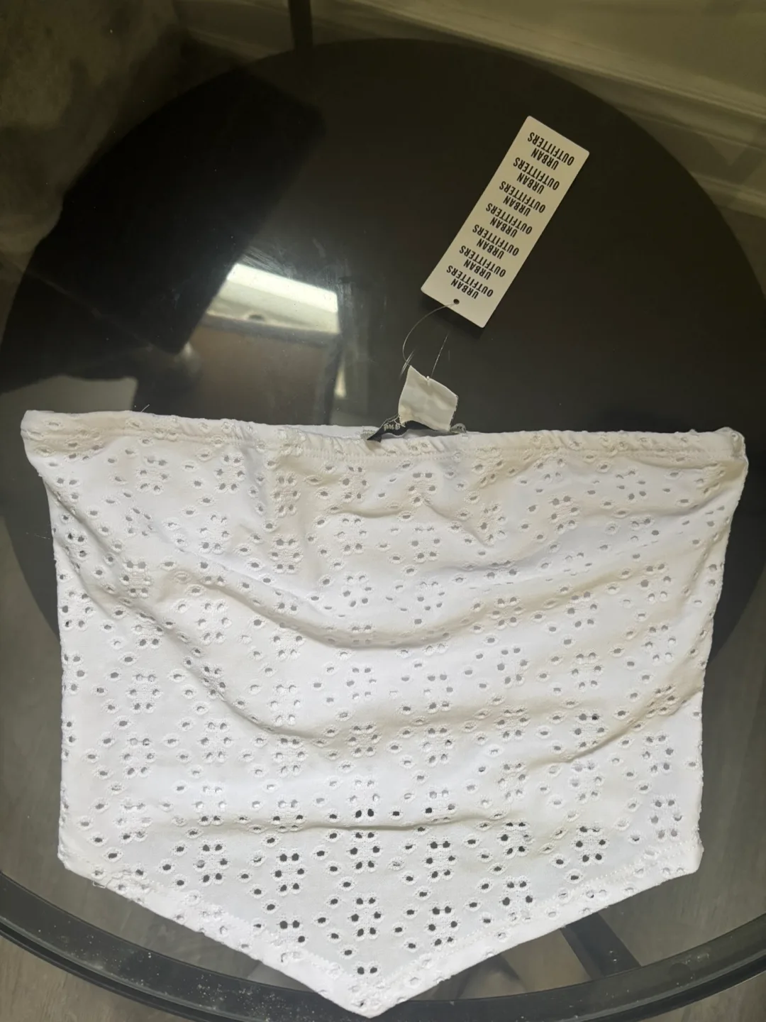 Urban Outfitters White Eyelet Tube Top - Size S thumbnail