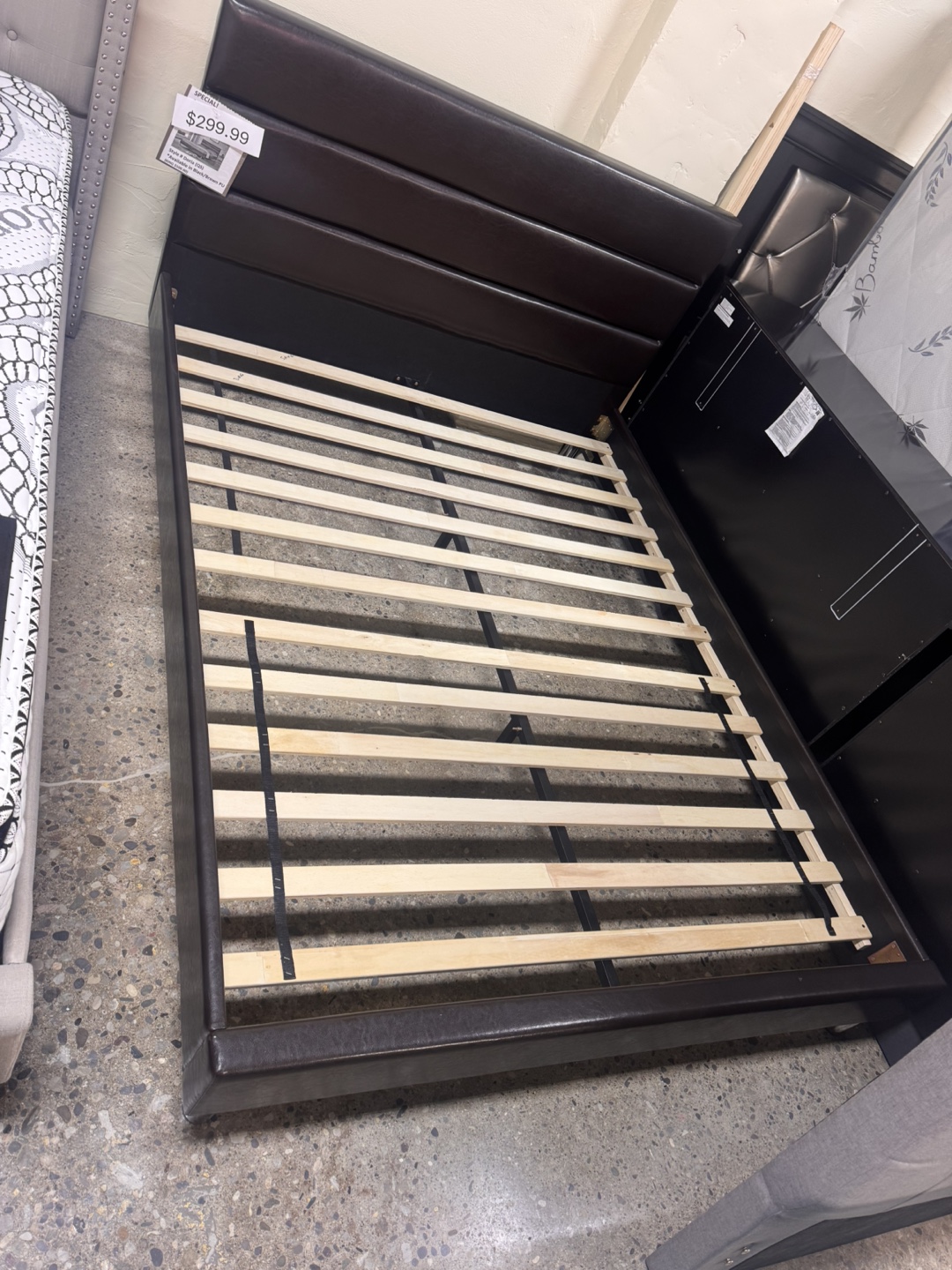 Brown Faux Leather Bed Frame