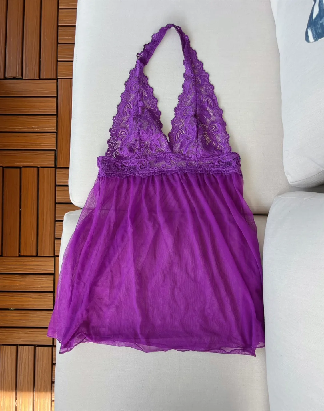 Purple Lace Babydoll Lingerie-Size S thumbnail