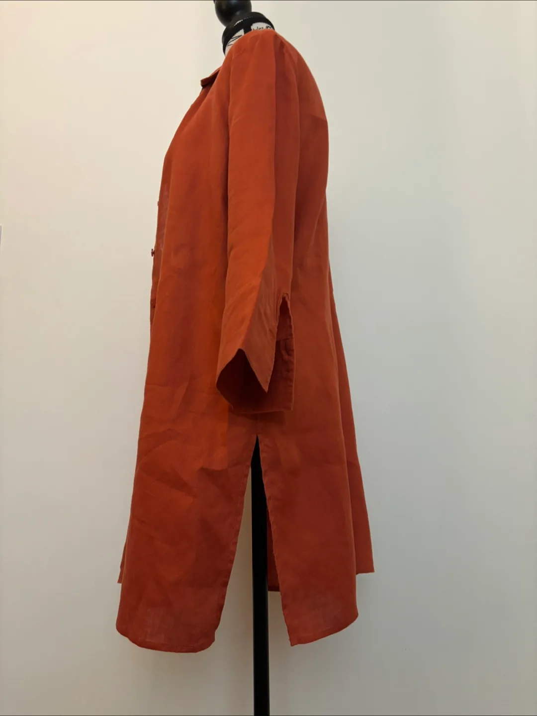 Orange Linen Blend Button-Up Tunic image indicator(4)