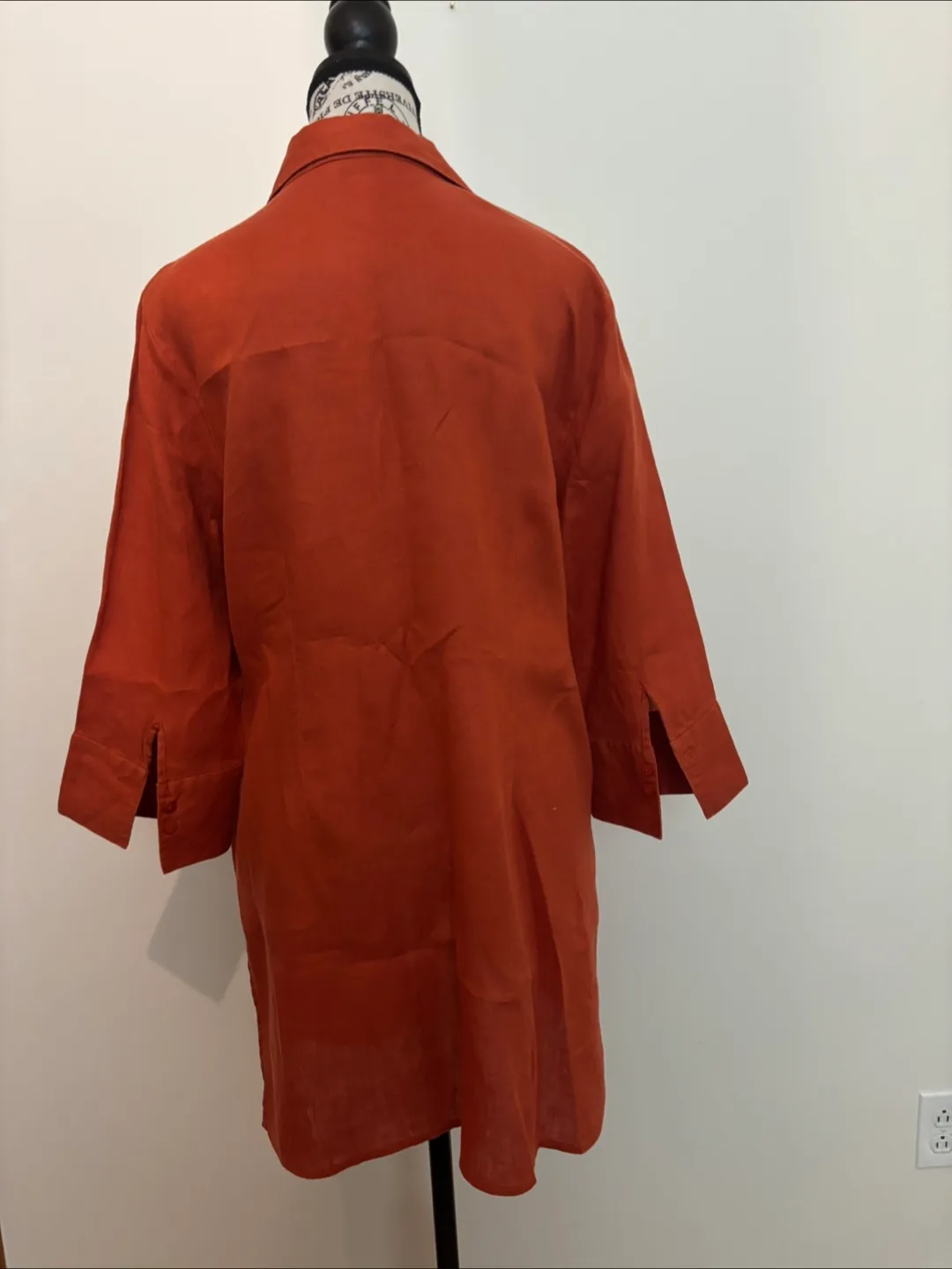 Orange Linen Blend Button-Up Tunic image indicator(3)