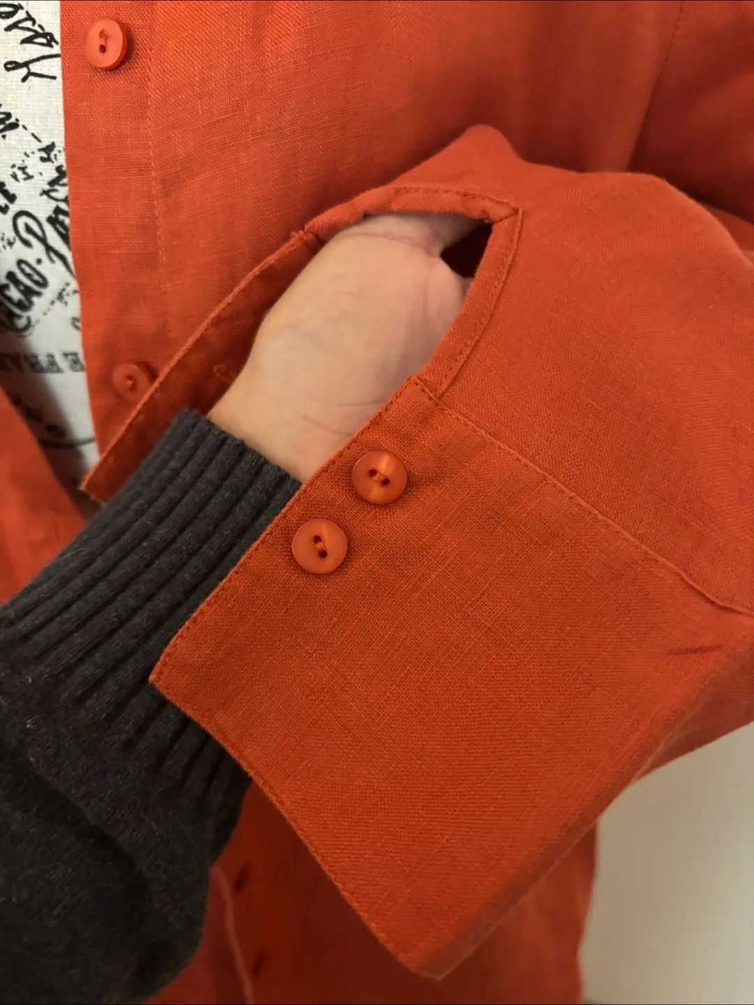 Orange Linen Blend Button-Up Tunic image indicator(6)