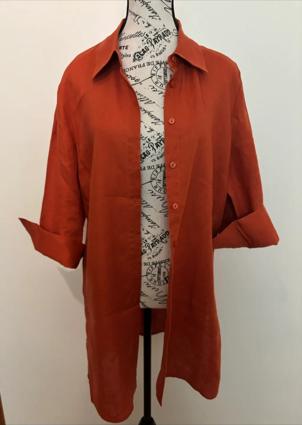 Orange Linen Blend Button-Up Tunic image indicator(7)