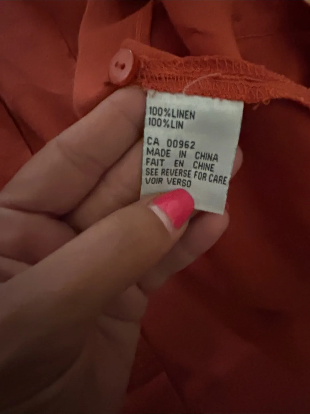 Orange Linen Blend Button-Up Tunic image indicator(8)