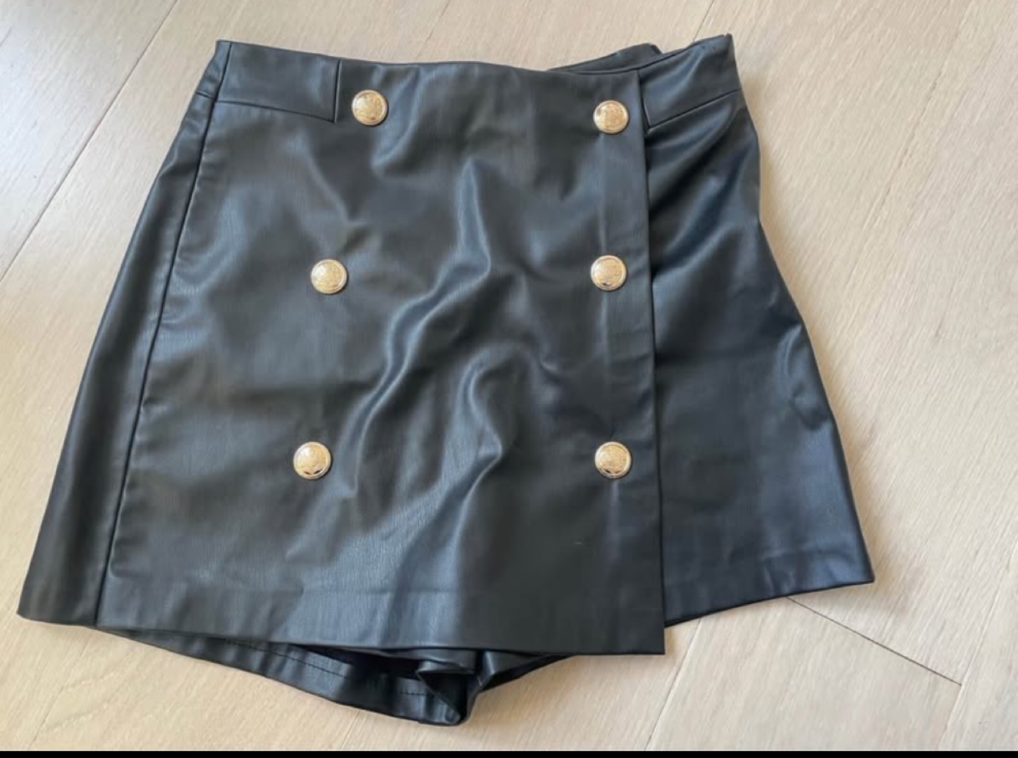 Zara Black Leather Skort