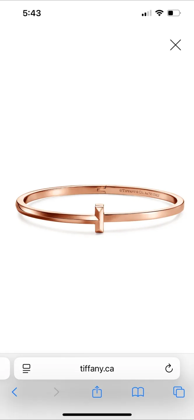 Tiffany T1 Narrow Hinged Bangle - Rose Gold, Large thumbnail