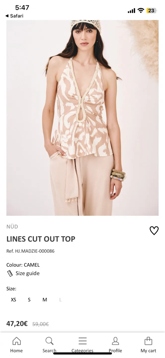 NÜD Lines Cut Out Top - Size m thumbnail