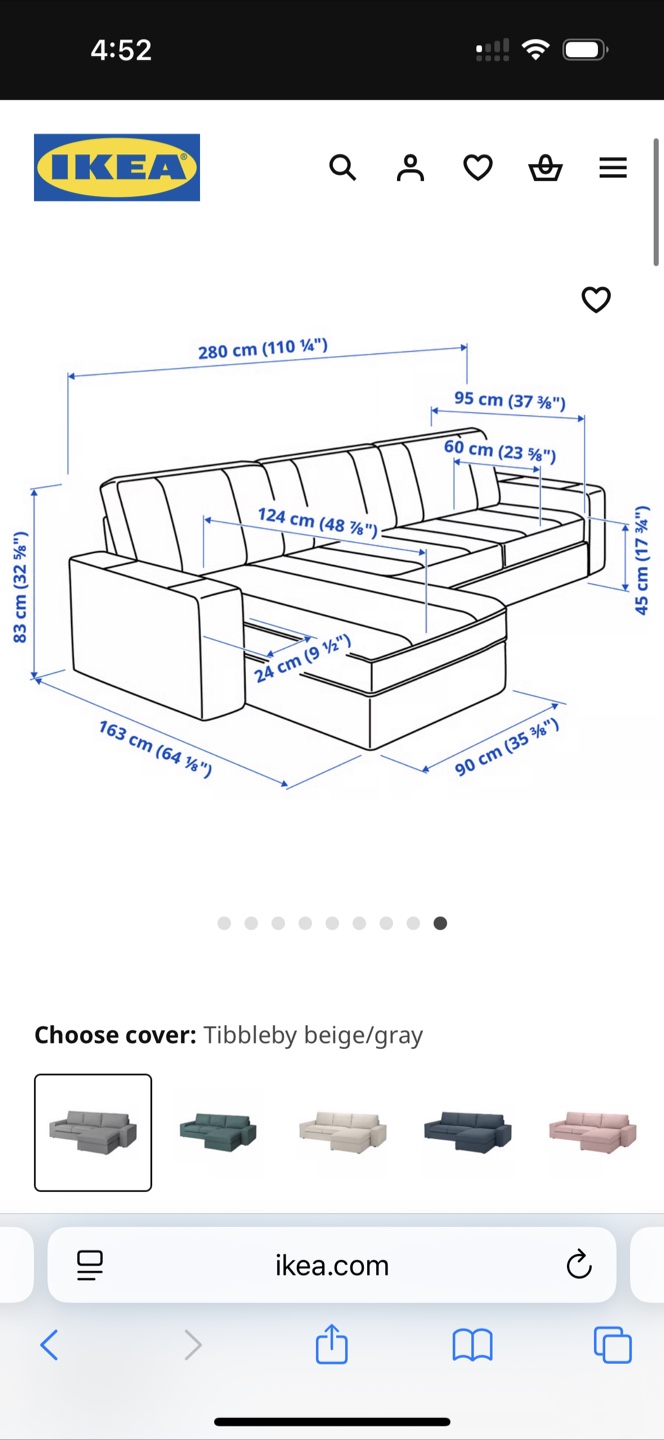 Sofa with Chaise + Storage Ottoman IKEA KIVIK - photo 3
