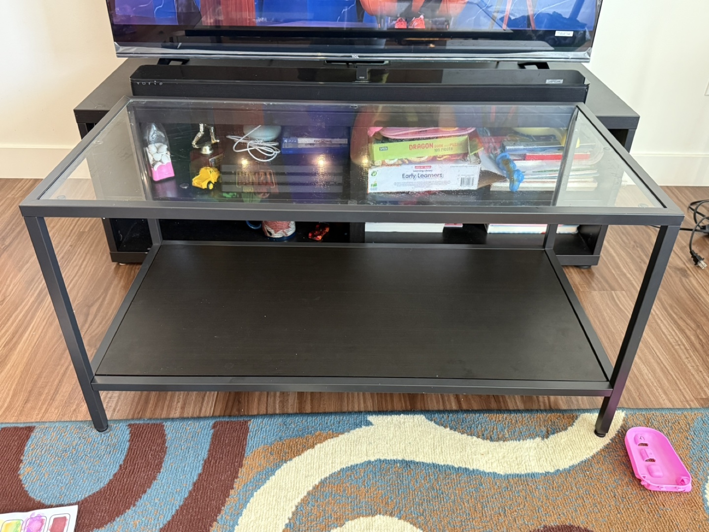 Black Metal & Glass Coffee Table