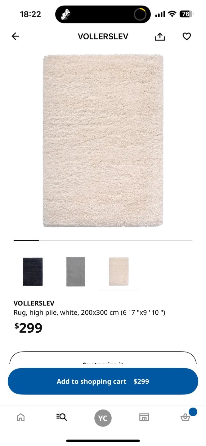 IKEA VOLLERSLEV Rug, High Pile, White - 6'7" x 9'10" thumbnail