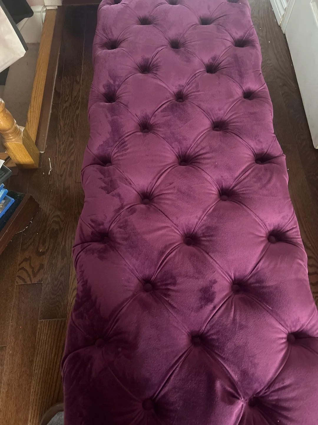 Tufted velvet ottoman thumbnail