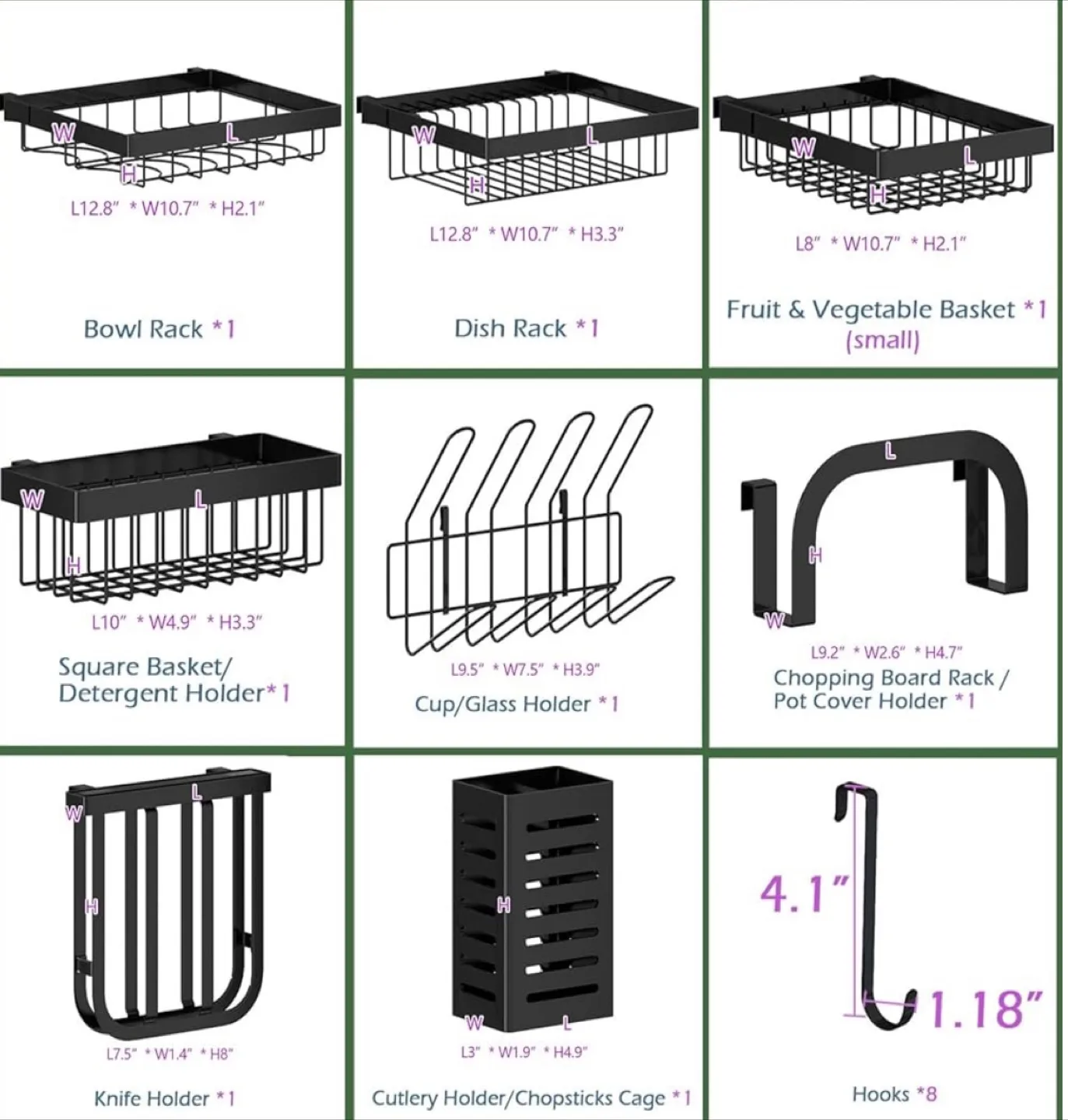 Adjustable Large Dish Drainer - Black thumbnail