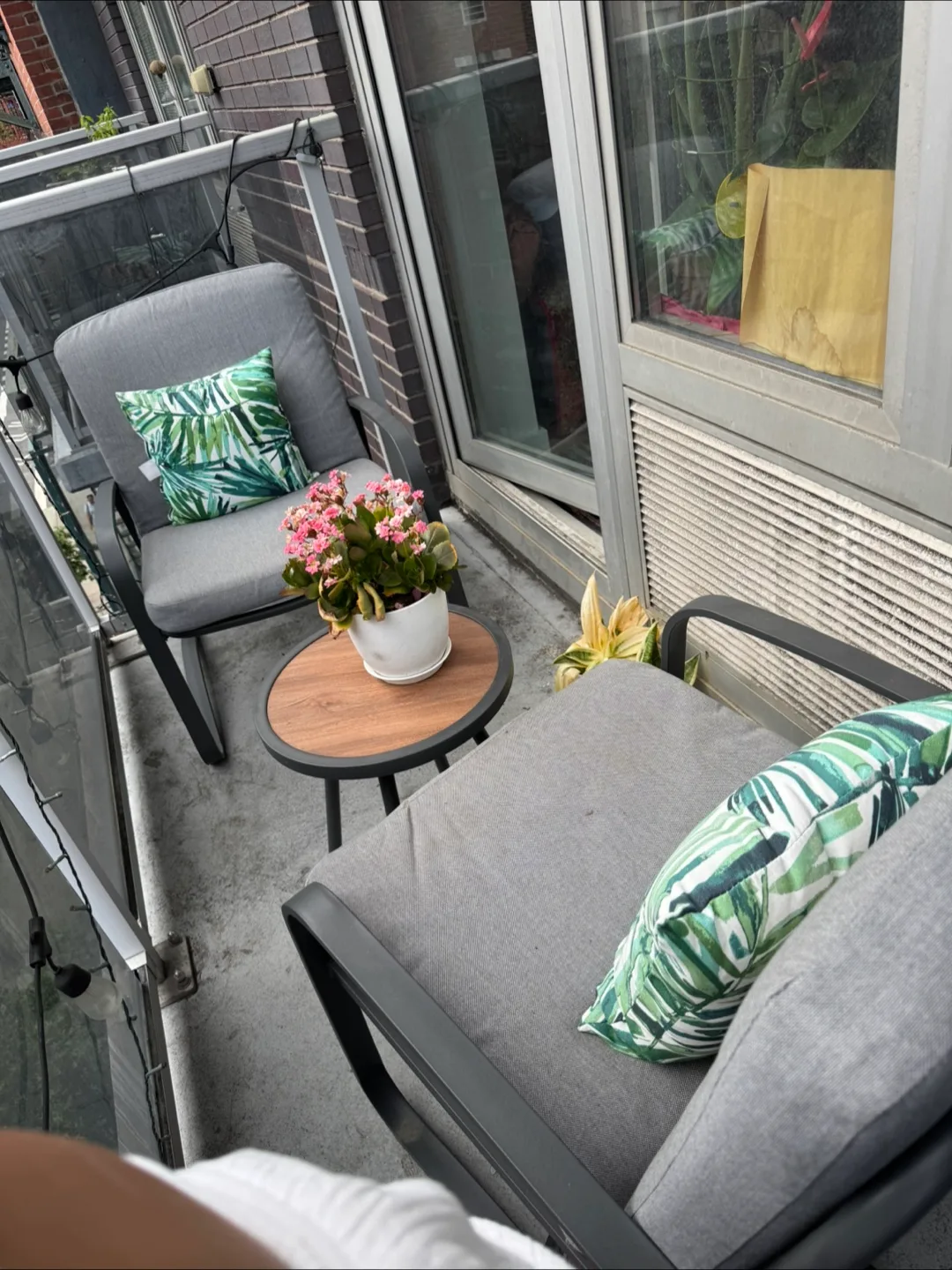 Outdoor Chairs with Table and Pillows thumbnail