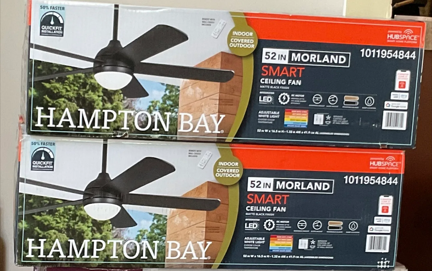Hampton Bay 52 in. Smart Matte Black Ceiling Fan thumbnail