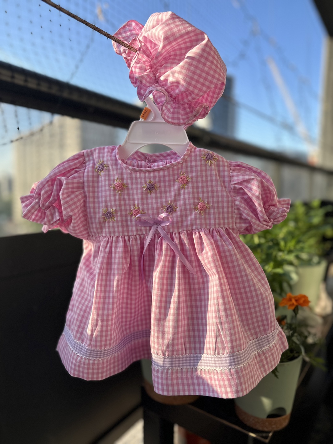 Handmade 3 piece embroidery baby clothes