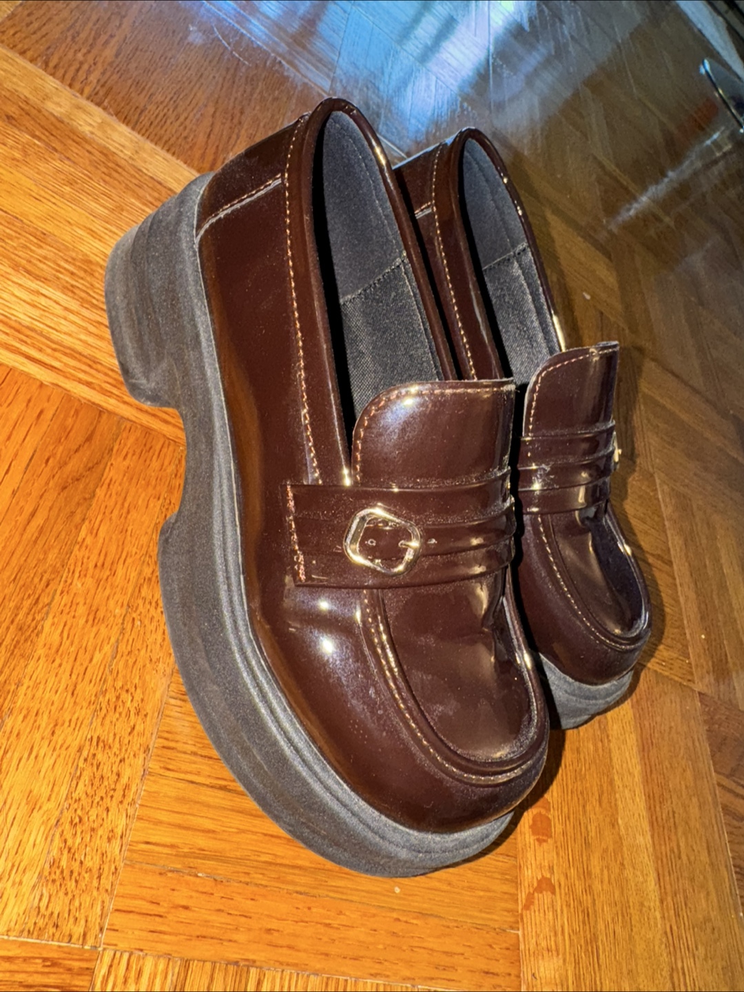 Brown Platform Loafers, Size 6/6.5