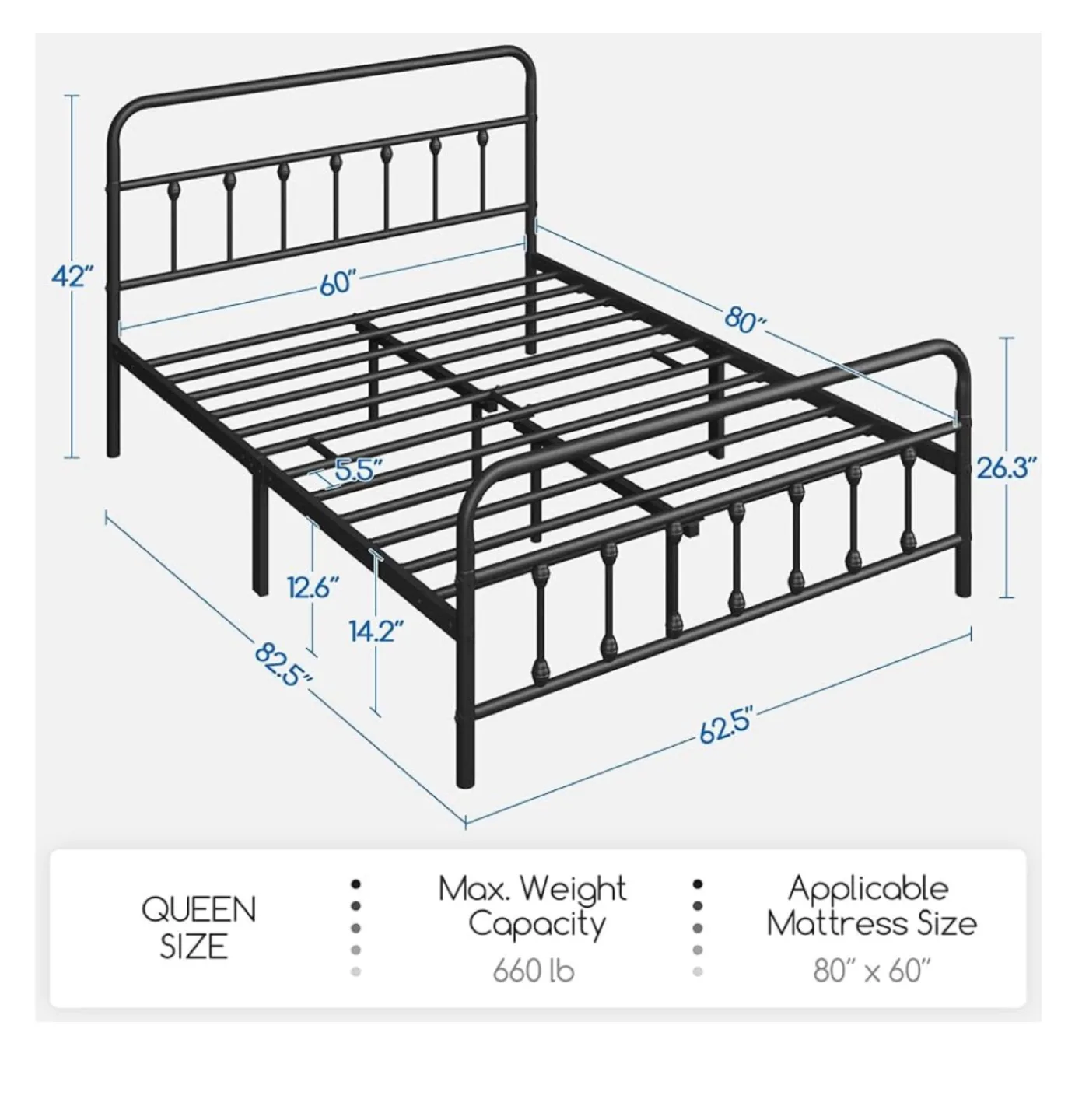 Brand New Black Metal Queen Bed Frame - New in Box image indicator(2)