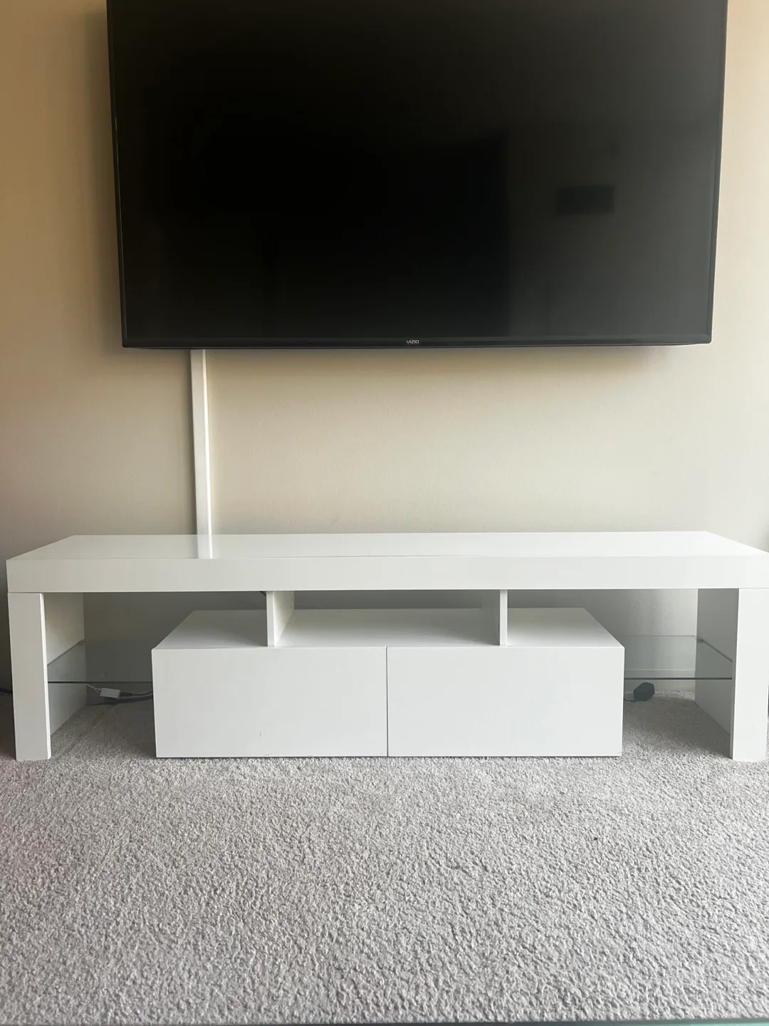 White TV Stand with Storage thumbnail