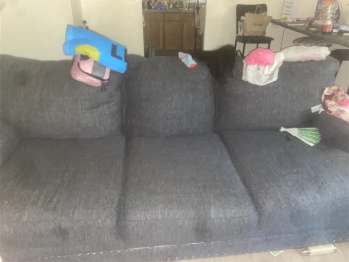 Gray (looks blue)  Sofa MUST GO ASAP... 3 seater thumbnail