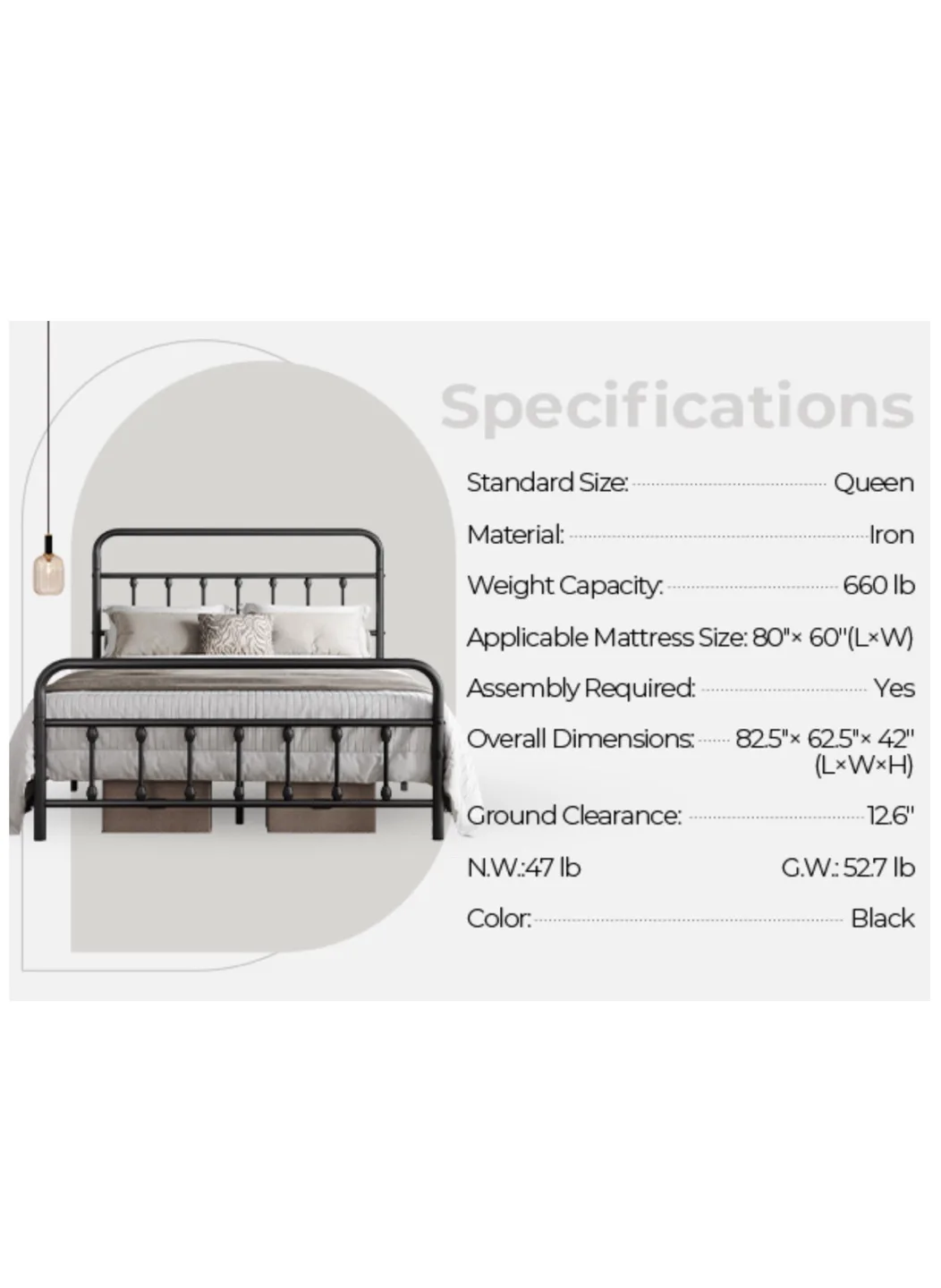 Brand New Black Metal Queen Bed Frame - New in Box image indicator(3)