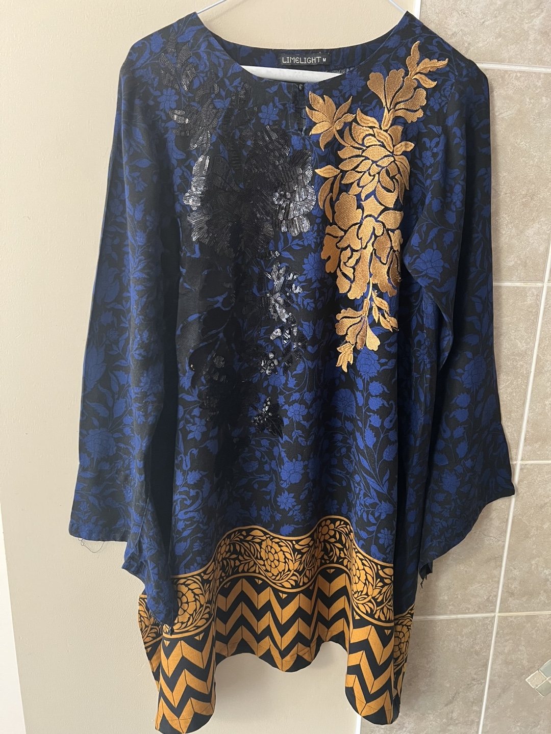 LimeLight Blue & Gold Floral shirt