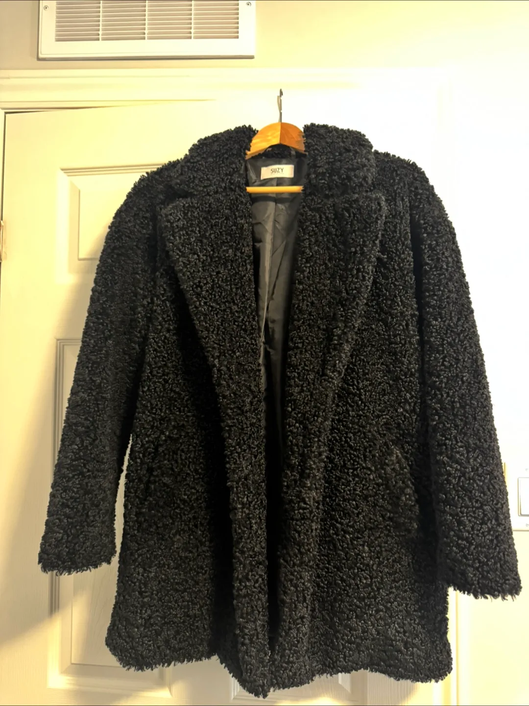 Suzy Shier Black Teddy Coat
