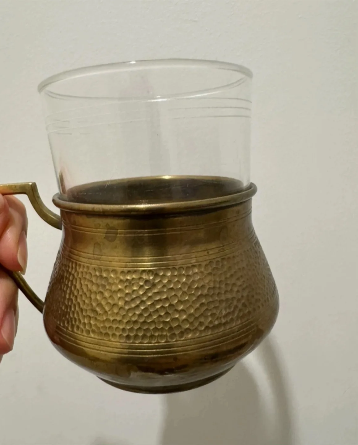 🇨🇦🍁Vintage Brass & Glass Mug thumbnail