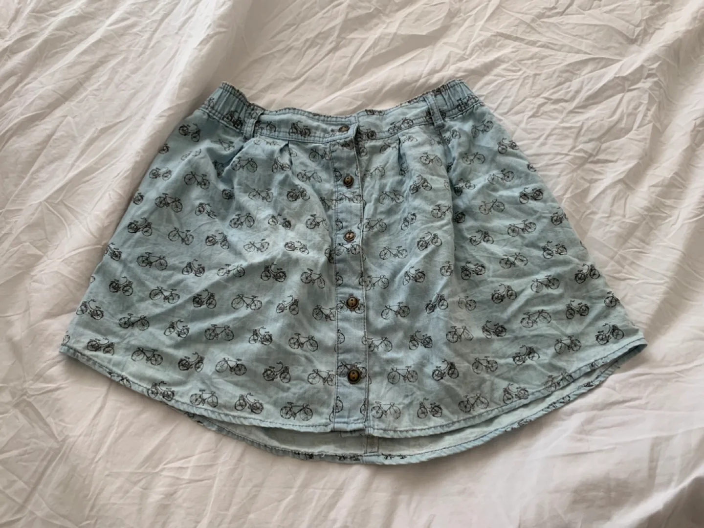 Light Denim Skirt with bicycle print (size medium) 🇨🇦 thumbnail