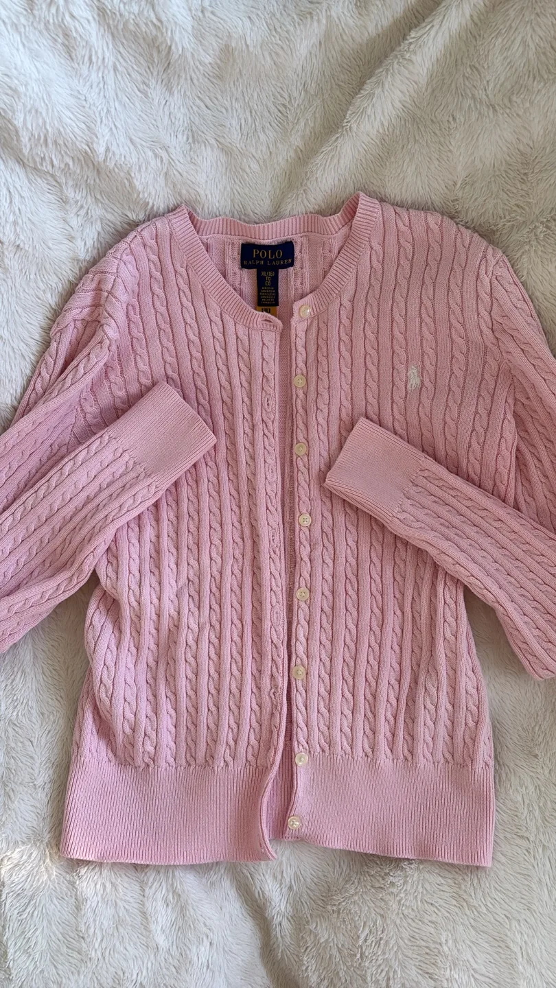 Ralph Lauren cable knit cardigan pink image indicator(4)