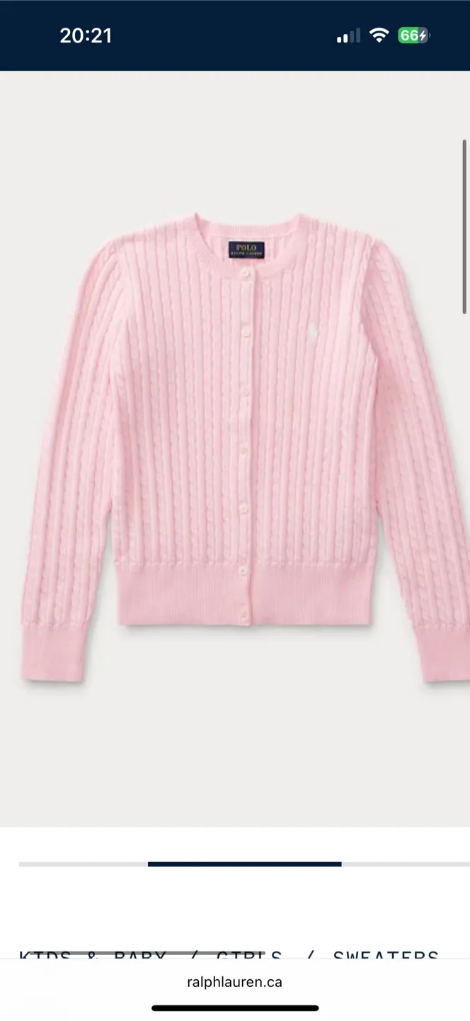 Ralph Lauren cable knit cardigan pink thumbnail