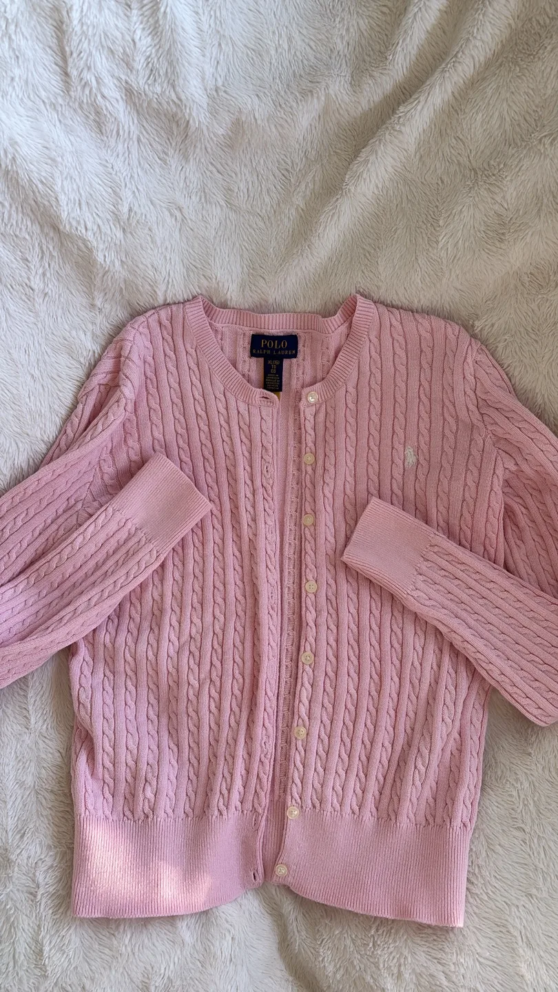 Ralph Lauren cable knit cardigan pink image indicator(2)