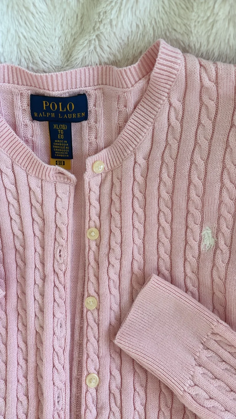 Ralph Lauren cable knit cardigan pink image indicator(3)