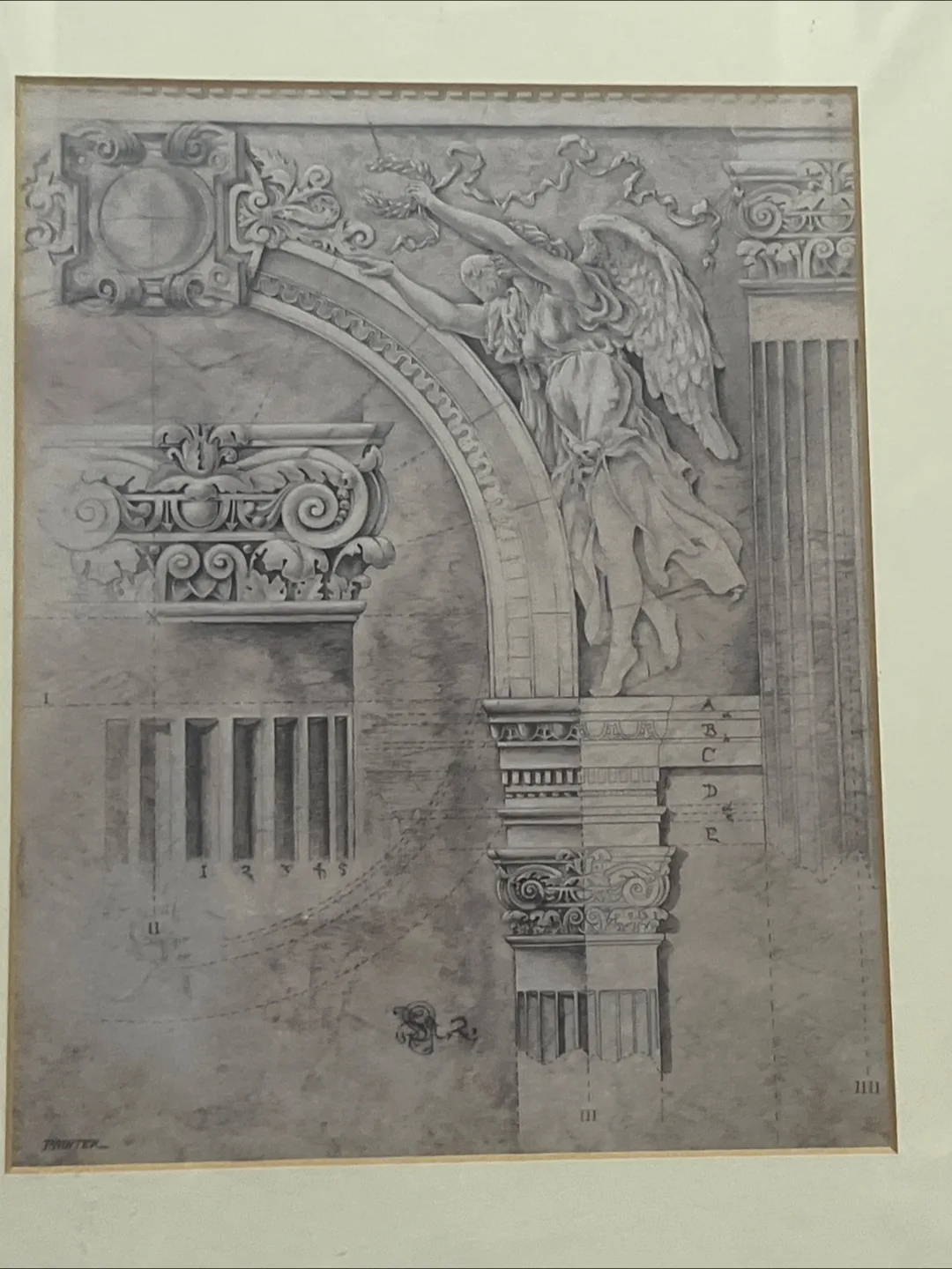 Framed Architectural Drawing with Angel image indicator(4)