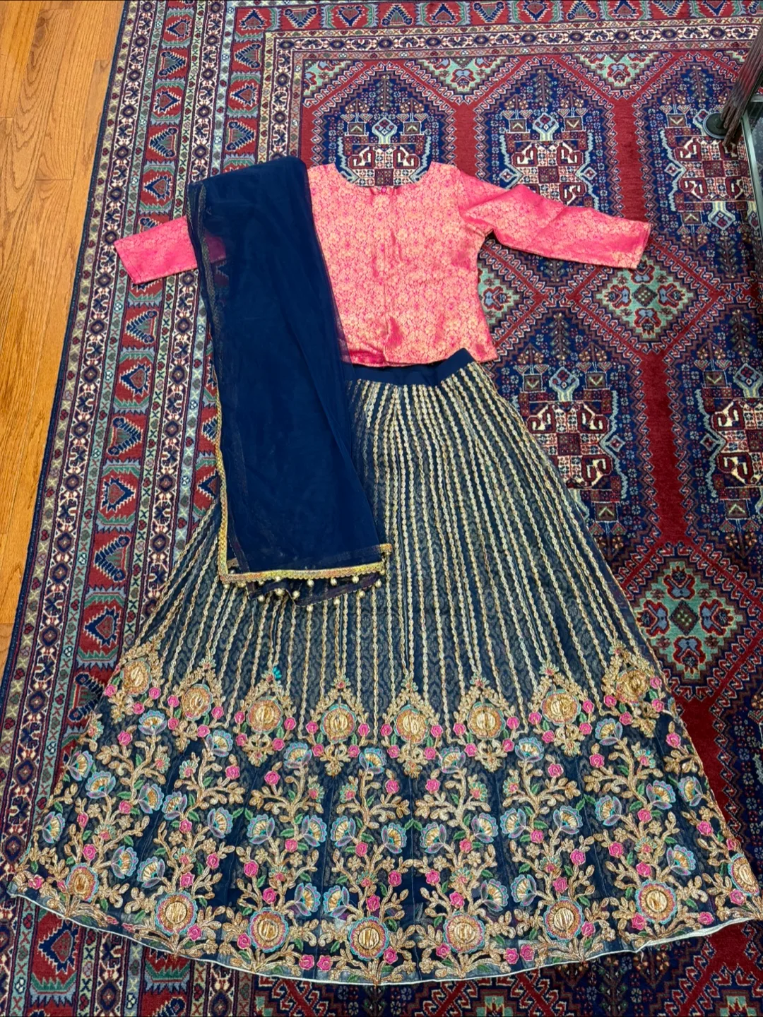 Pink & Navy Blue Lehenga Choli thumbnail