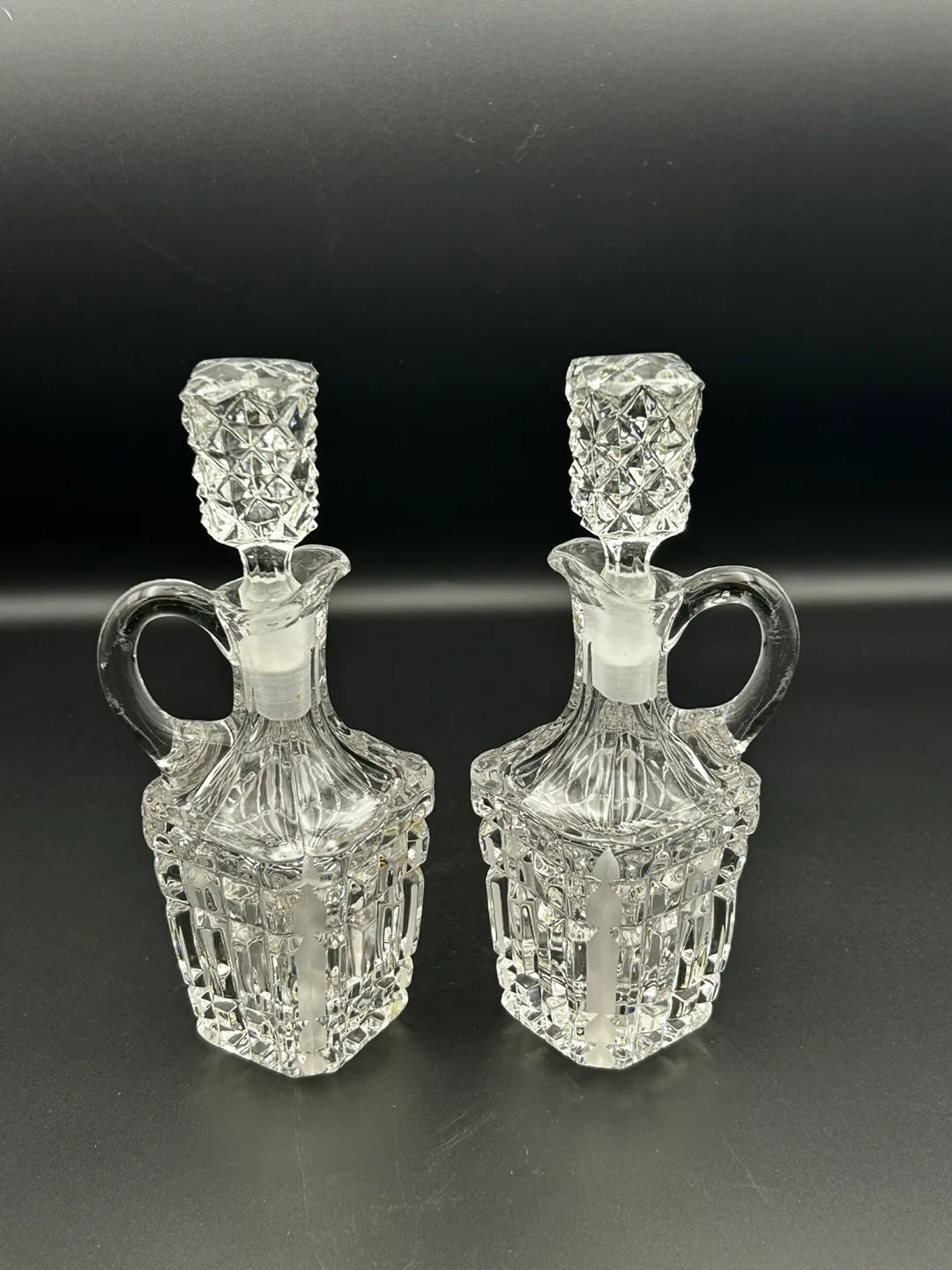 Vintage Cut Glass Oil and Vinegar Cruets thumbnail