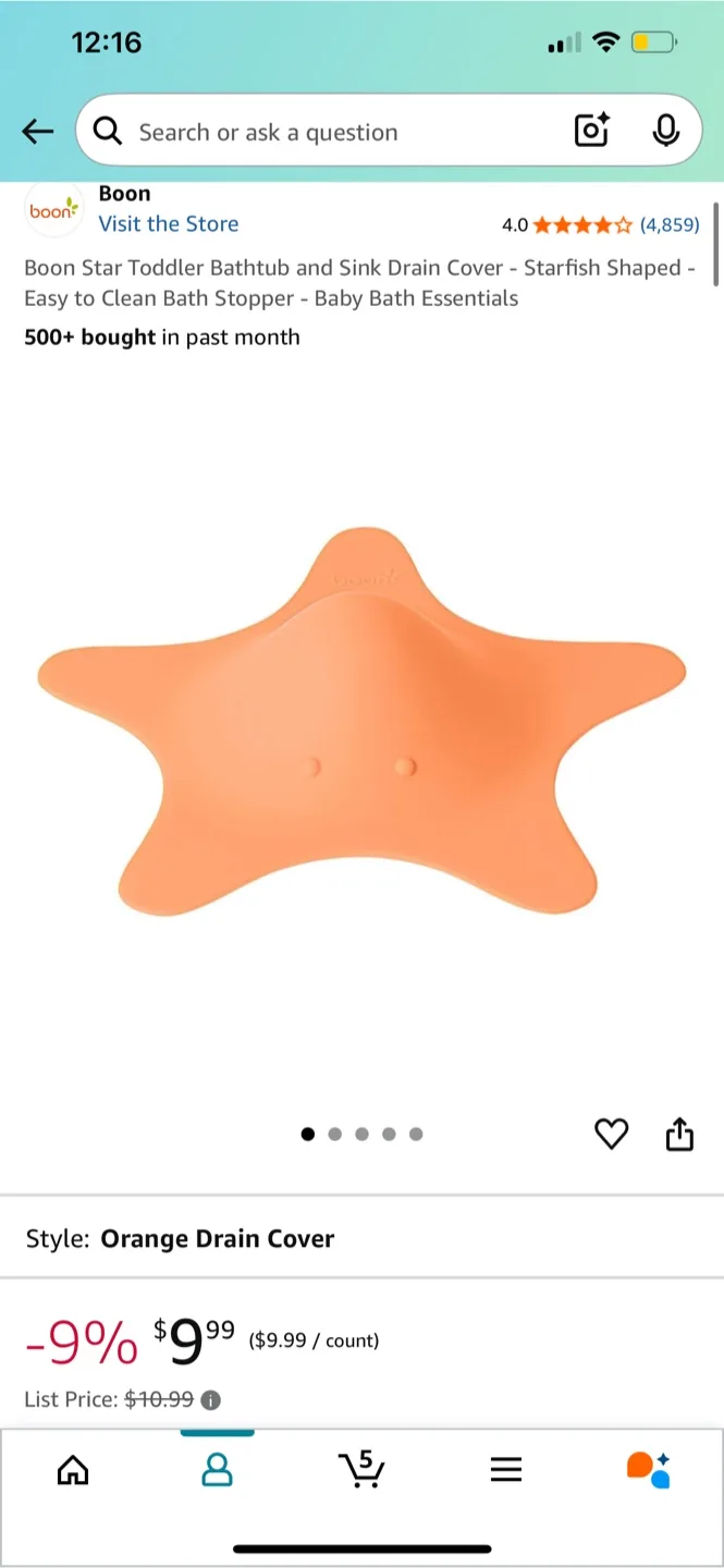 Boon Star Toddler Bathtub Drain Cover - Orange thumbnail