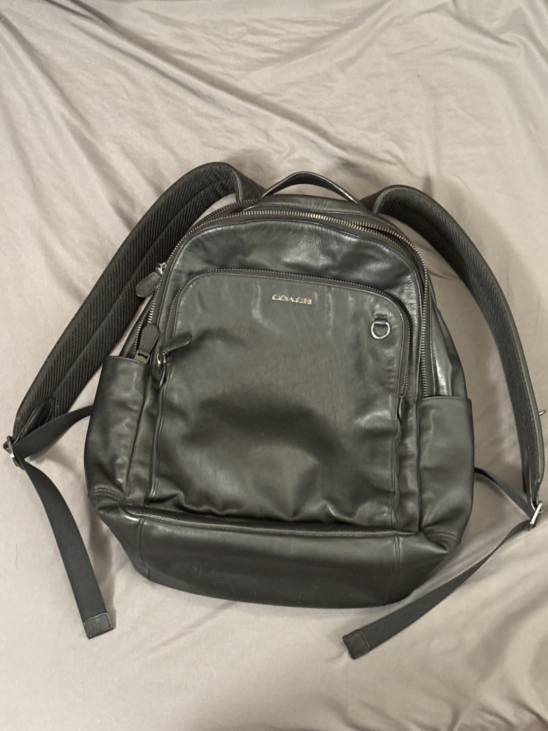 Coach Black Leather Backpack