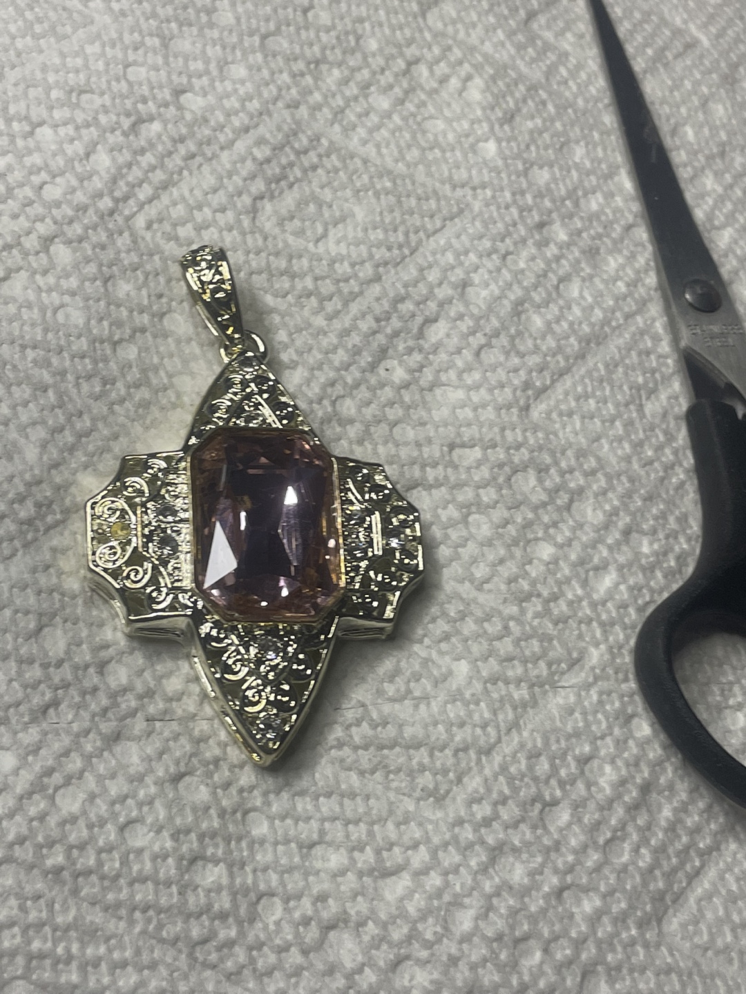 Sterlin silver stamped Pendant with Pink Stone - photo 3