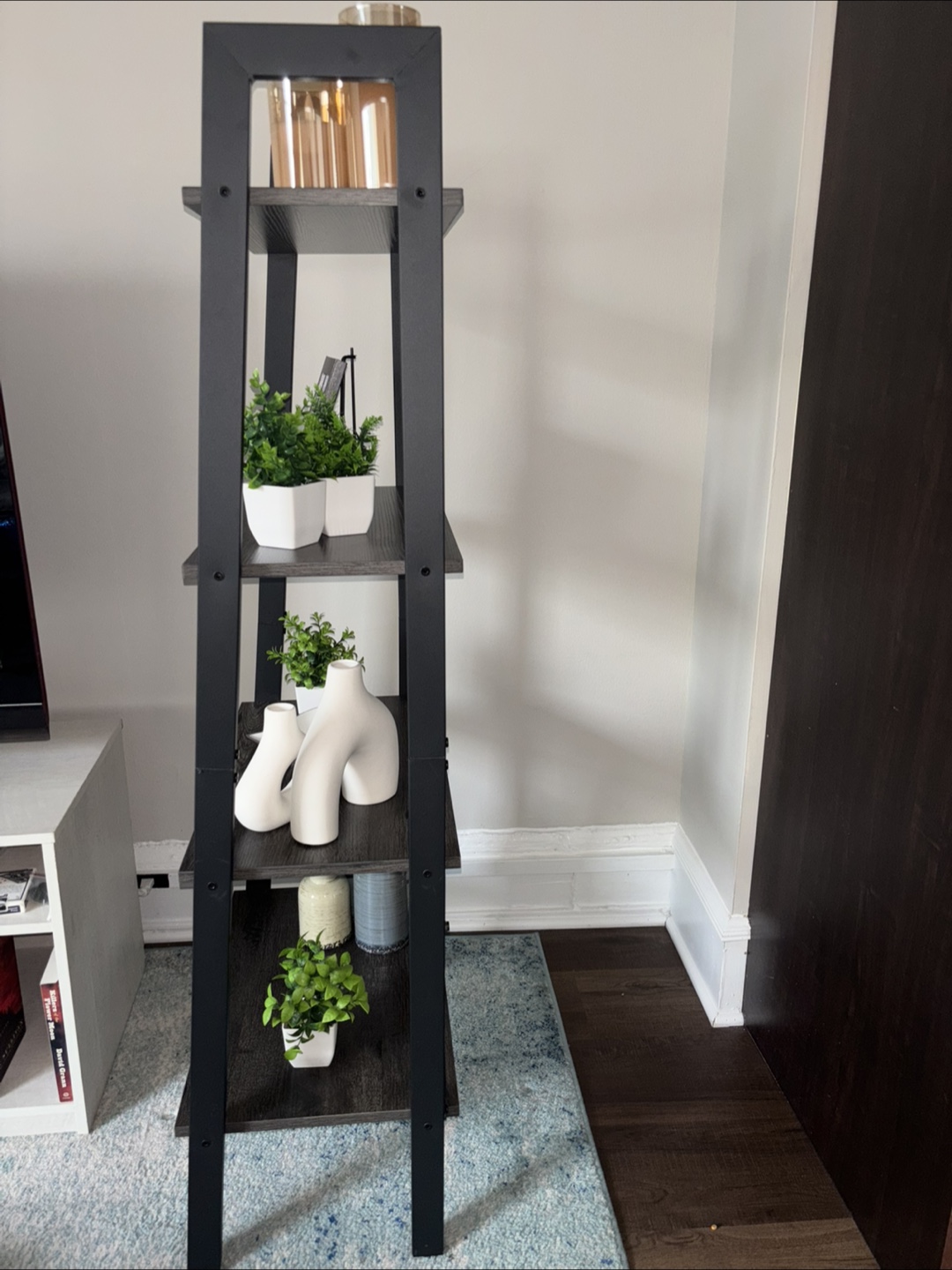 Set of 2 Black Leaning/Ladder Shelves - photo 2
