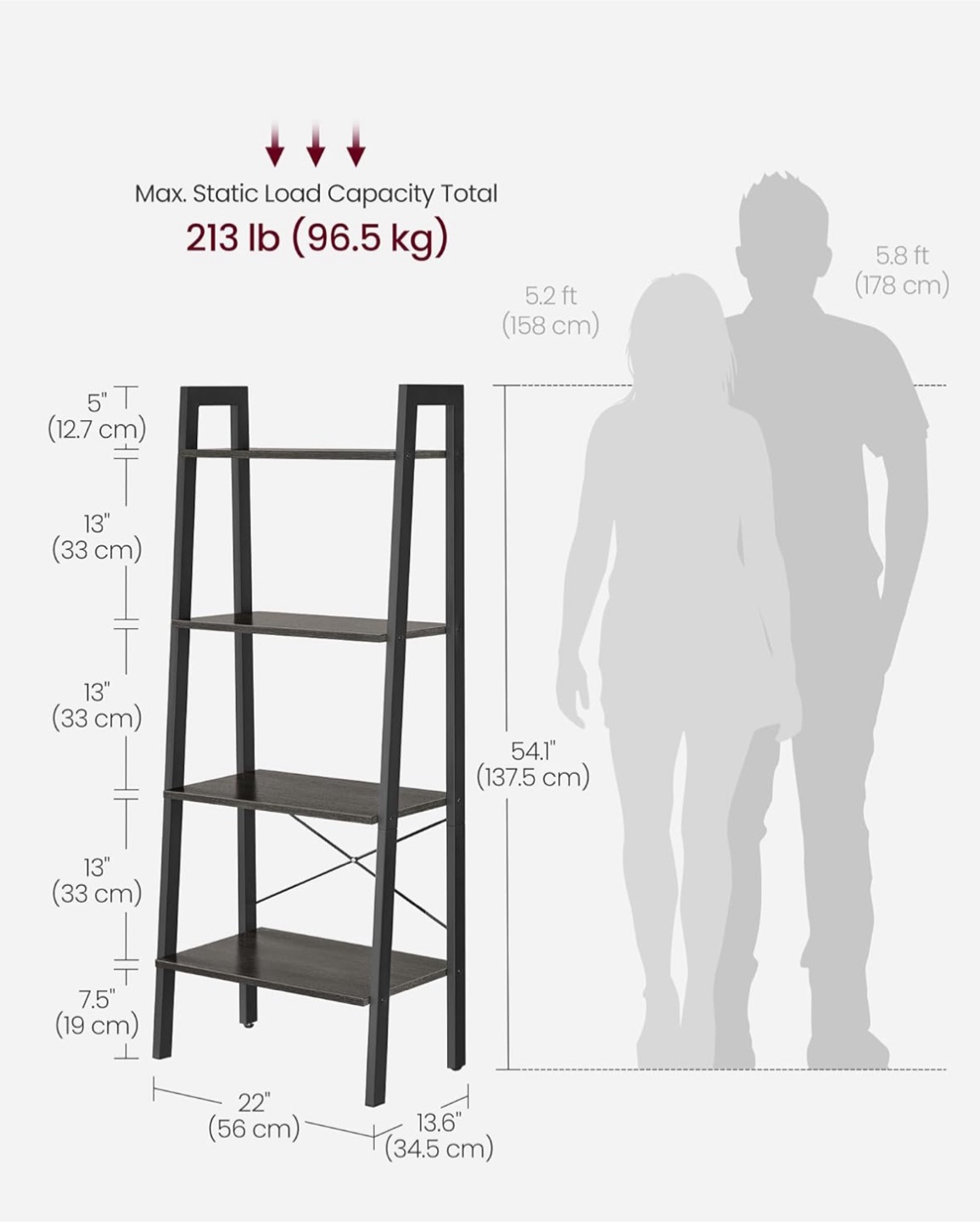 Set of 2 Black Leaning/Ladder Shelves - photo 5