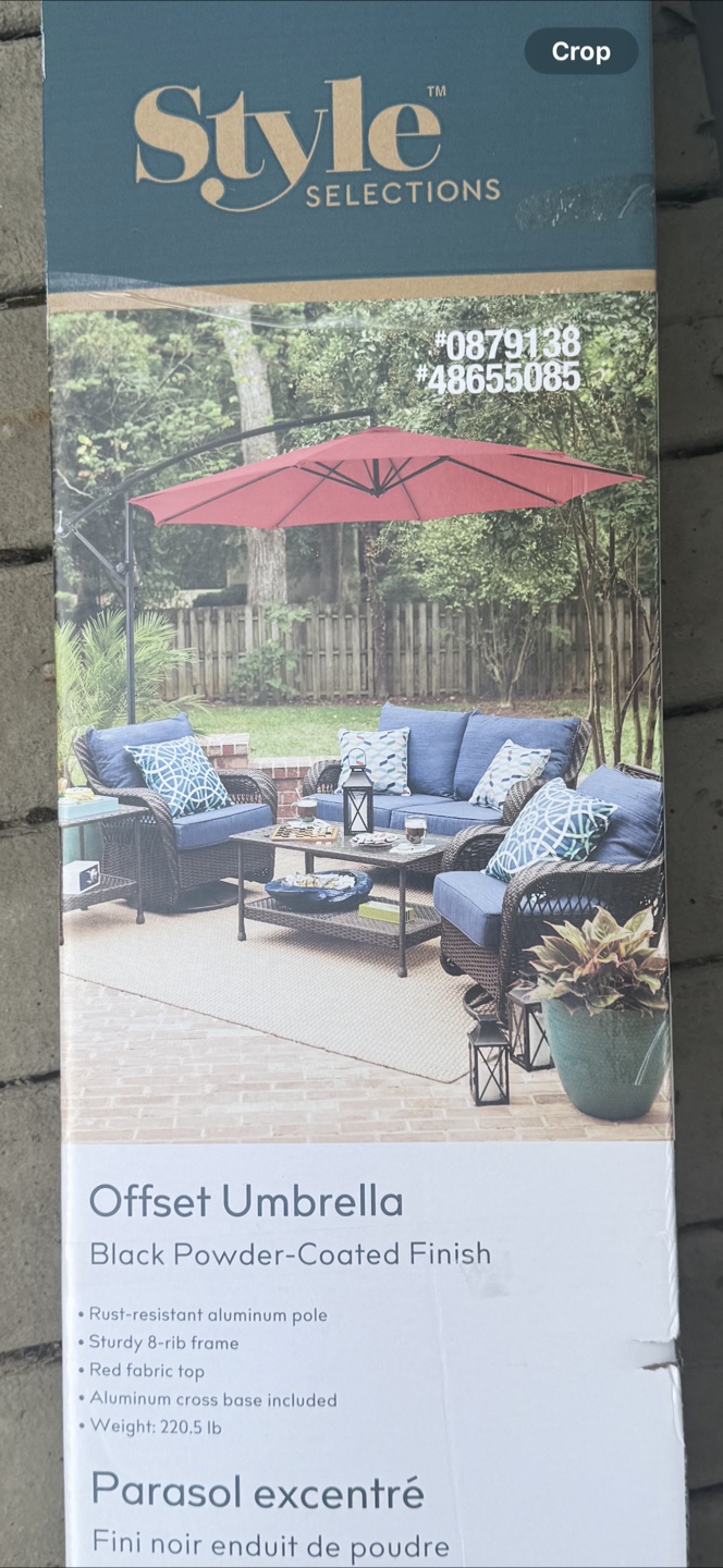 Style Selections Offset Umbrella - Black Powder-Coated Finish
