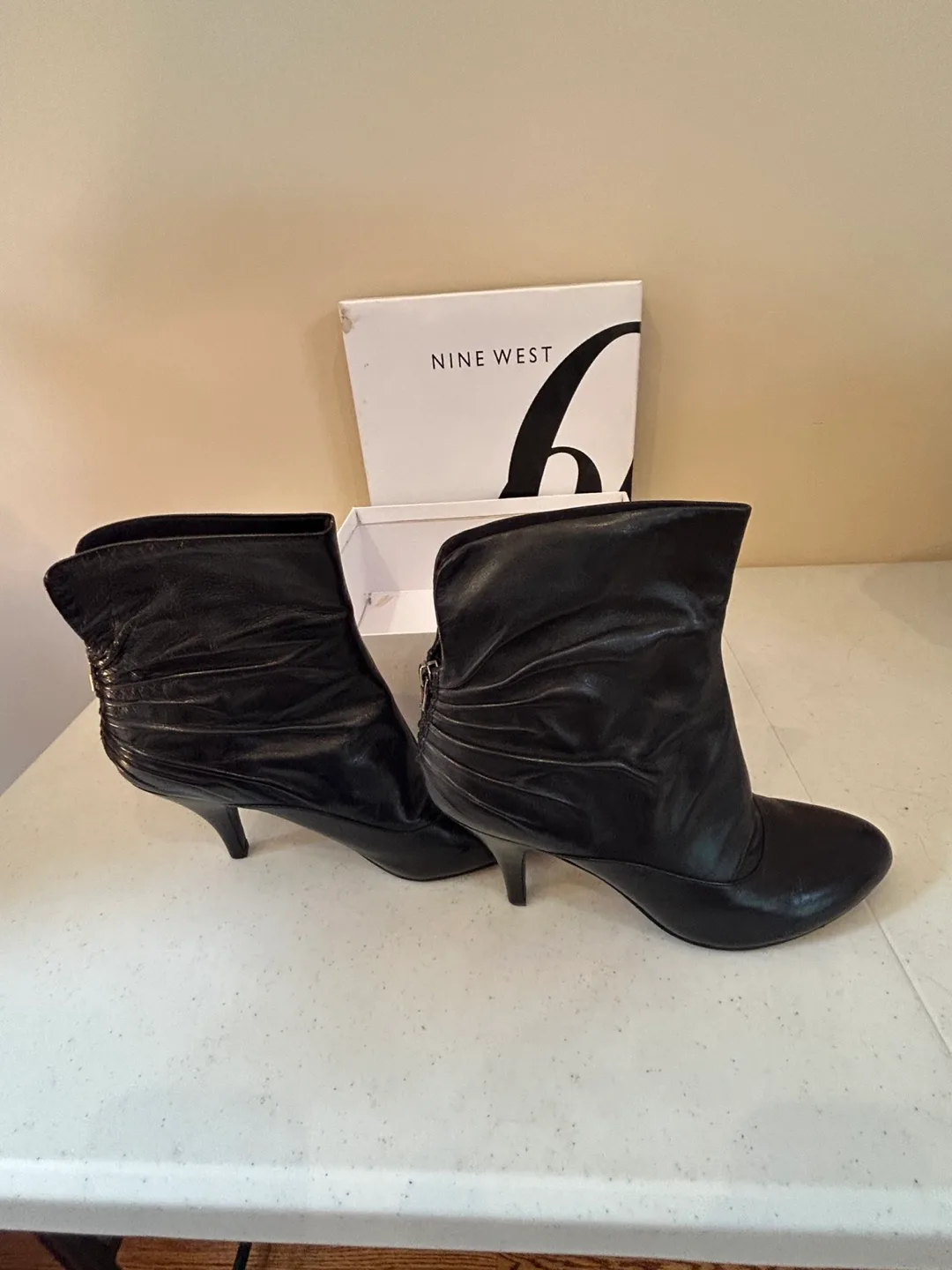 Nine West Black Leather Ankle Booties thumbnail