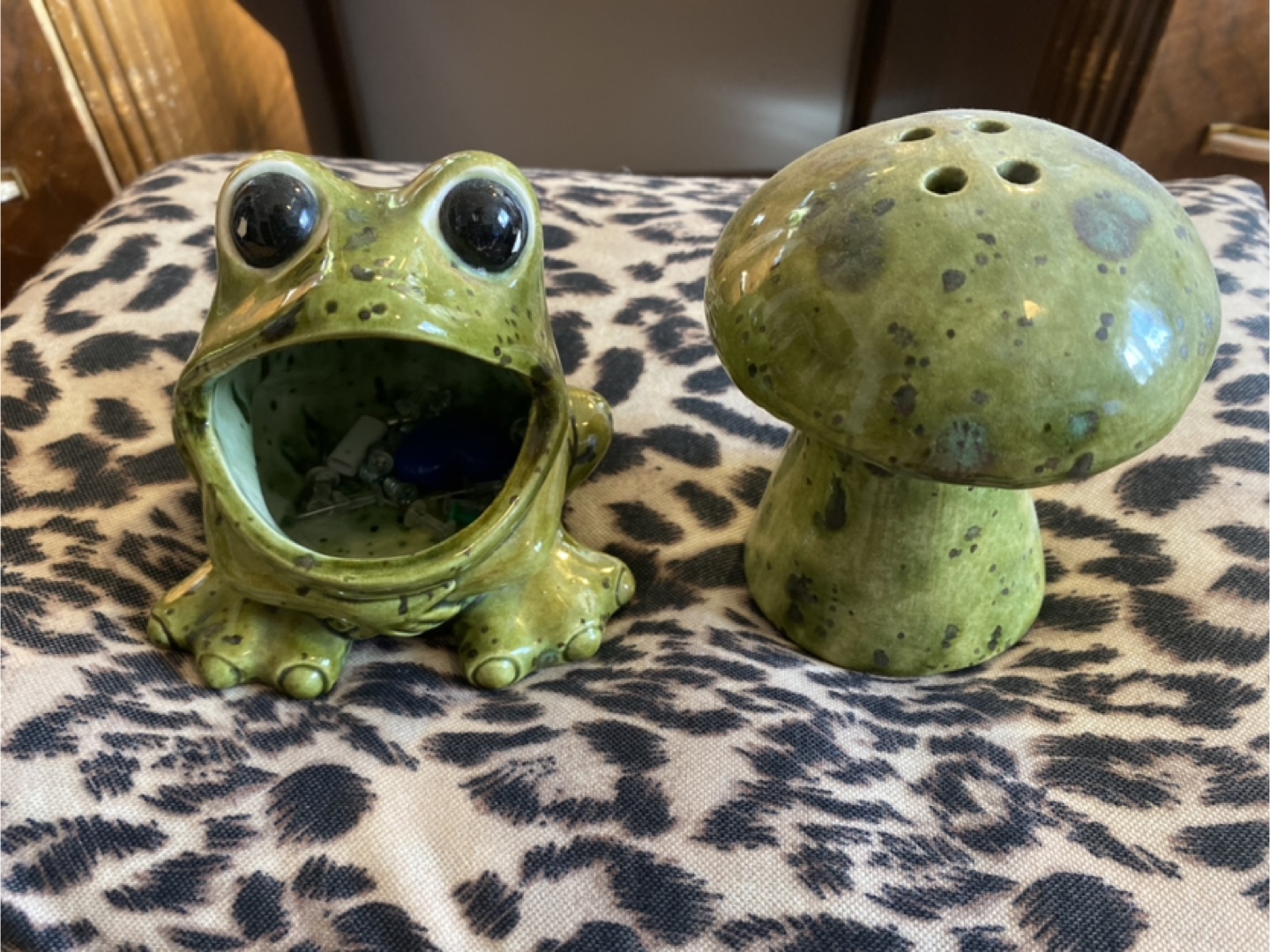 Frog & Mushroom ceramic decorations
