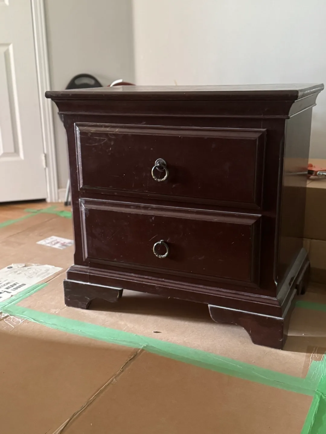 Dark Brown Wood Nightstand thumbnail